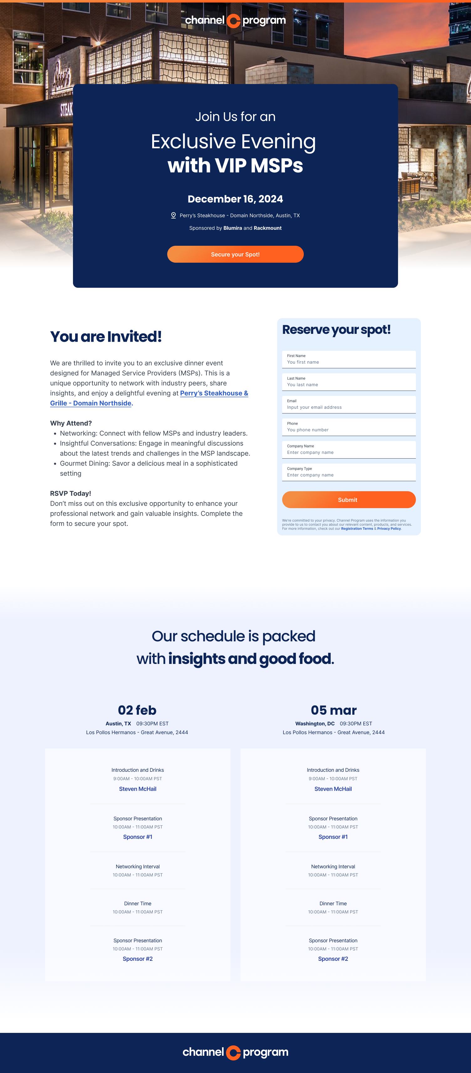 Landing page design